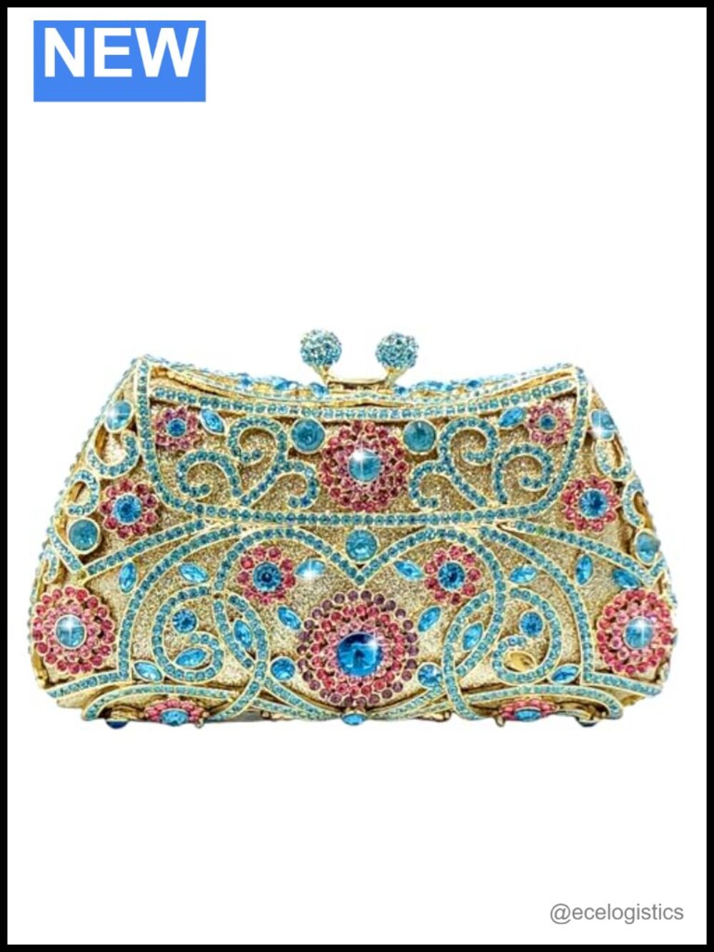 Rhinestone Crystal Clutch Evening Bag Floral Minaudiere Wedding Prom Clutch